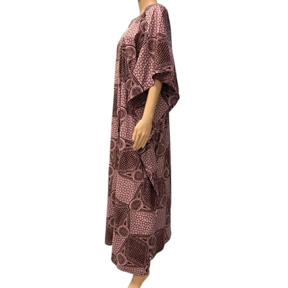 ETHNO WORLD Cape Town Geometric Print Pink Embellished Kaftan Boubou XXL PLUS - Picture 5 of 7